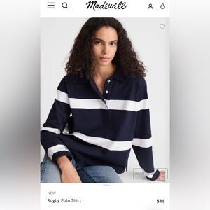 Madewell Striped Navy and White Button Down Shirt